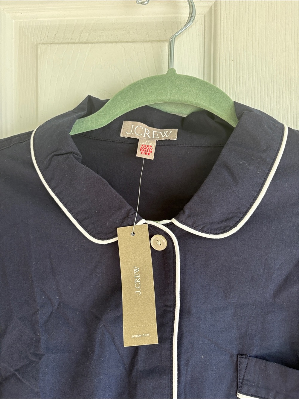J. Crew Navy Poplin Pajama Set with White Trim - Picture 2 of 8